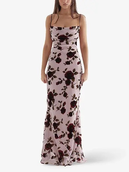 House Of Cb Serena Roses Print Floral-Print Maxi Dress Size Small